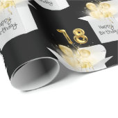 金ゴールド第18誕生日バルーンの白いボックス ラッピングペーパー (ロールコーナー)