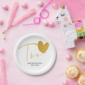 金ゴールド第2誕生日キッズパーティーデコールツー誕生日 ペーパープレート (パーティー)