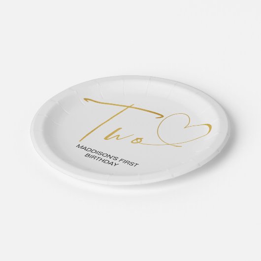 金ゴールド第2誕生日パーティーデコール2誕生日 ペーパープレート (アングル)