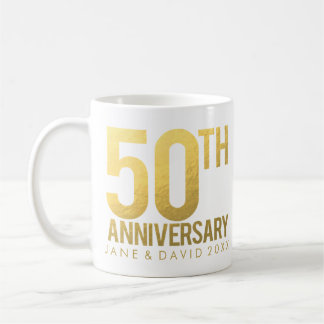 金ゴールド第50記念日のパーソナライズで白いマグ コーヒーマグカップ