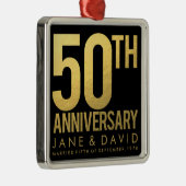 金ゴールド第50記念日のパーソナライズなオーナメント メタルオーナメント (右)