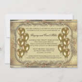 金ゴールド第50記念日の気球のパーティの招待状 招待状 (裏面)