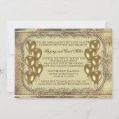 金ゴールド第50記念日の気球の写真の招待状 招待状 (裏面)