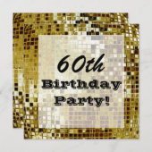 金ゴールド第60か年齢の誕生日のパーティの招待状 招待状 (正面/裏面)