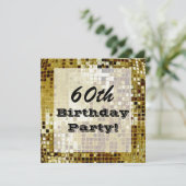 金ゴールド第60か年齢の誕生日のパーティの招待状 招待状 (スタンド正面)