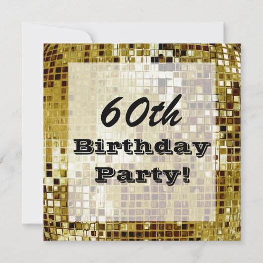 金ゴールド第60か年齢の誕生日のパーティの招待状 招待状 (正面)