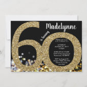 金ゴールド第60誕生日招待状-第50招待状 招待状 (正面)