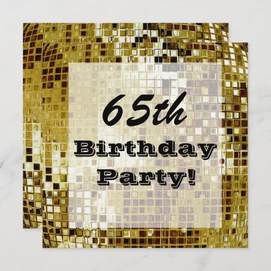 金ゴールド第65か年齢の誕生日のパーティの招待状 招待状 (正面/裏面)