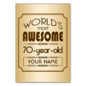 金ゴールド第70誕生祝い世界最高の素晴らしい テーブルナンバー (裏面)