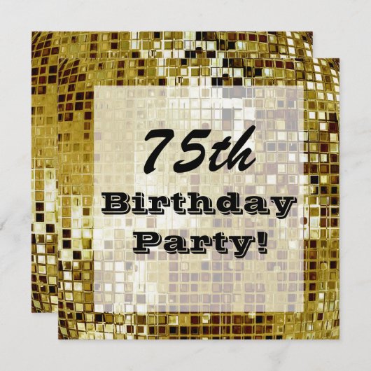 金ゴールド第75か年齢の誕生日のパーティの招待状 招待状 (正面/裏面)