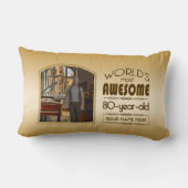 金ゴールド第80誕生日の世界最高ののカスタム写真枠 ランバークッション (裏面)