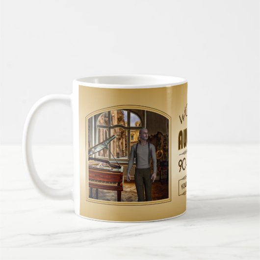 金ゴールド第90誕生日世界最高ののカスタム写真枠 コーヒーマグカップ (左)