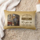 金ゴールド第90誕生日世界最高ののカスタム写真枠 ランバークッション (ブランケット)