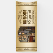 金ゴールド第90誕生日世界最高ののカスタム写真枠 横断幕 (縦)