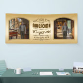 金ゴールド第90誕生日世界最高ののカスタム写真枠 横断幕 (トレードショー)