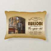 金ゴールド第95誕生日の世界最高ののカスタム写真枠 アクセントクッション (裏面)