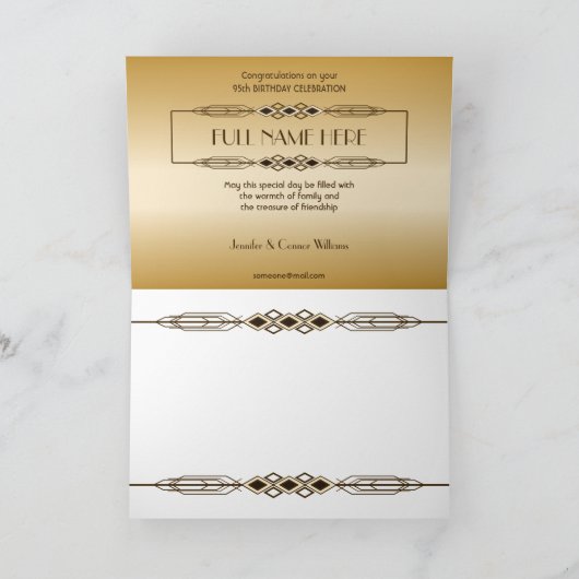 金ゴールド第95誕生日の世界最高ののカスタム写真枠 カード (内部)