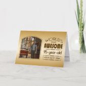 金ゴールド第95誕生日の世界最高ののカスタム写真枠 カード (正面)