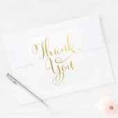 金ゴールド筆記体タイポグラフィサンキューステッカー スクエアシール (封筒)