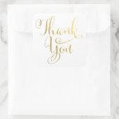 金ゴールド筆記体タイポグラフィサンキューステッカー スクエアシール (バッグ)