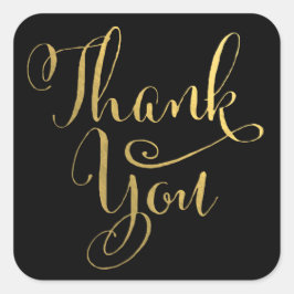 金ゴールド筆記体タイポグラフィサンキューステッカー スクエアシール