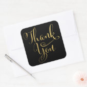 金ゴールド筆記体タイポグラフィサンキューステッカー スクエアシール (封筒)