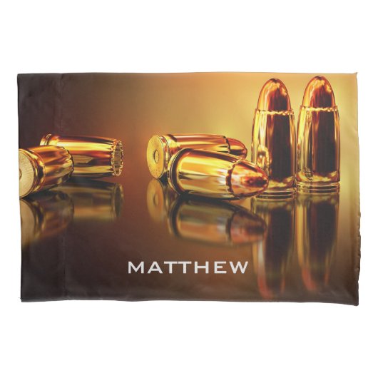 金ゴールド箇条書きカートパーソナライズされたリッジ射撃、 発砲 枕カバー (正面)