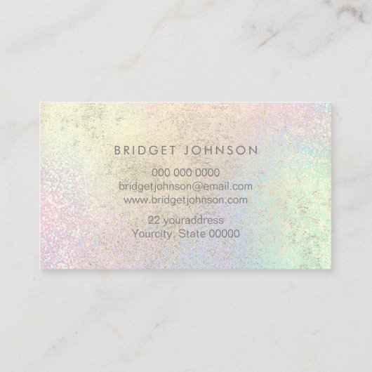 金ゴールド箔のメイクフェイクアップとヘイフェイクアグリッター 名刺 (裏面)