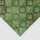 金ゴールド箔エレガント及び緑色ヴィンテージダマスクパターン 薄葉紙 (詳細)