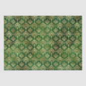 金ゴールド箔エレガント及び緑色ヴィンテージダマスクパターン 薄葉紙 (正面)