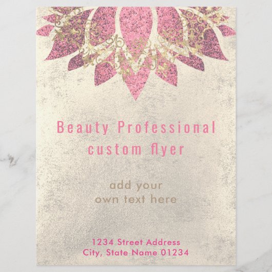 金ゴールド箔フェイク及びホットピンクレンススキンケア チラシ (正面)