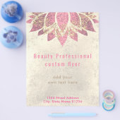 金ゴールド箔フェイク及びホットピンクレンススキンケア チラシ (シングル)