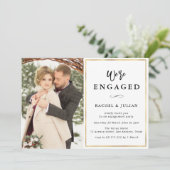 金ゴールド箔フォト婚約パーティ 招待状 (スタンド正面)