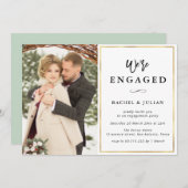 金ゴールド箔フォト婚約パーティ 招待状 (正面/裏面)