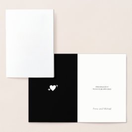 金ゴールド箔付きハートモノグラムの結婚 箔カード