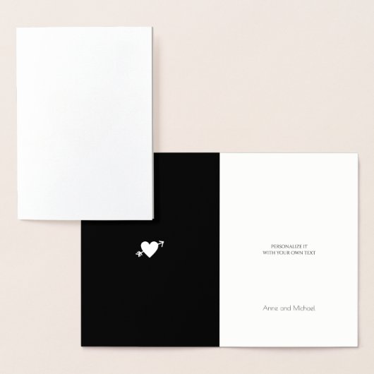 金ゴールド箔付きハートモノグラムの結婚 箔カード (ディスプレー)