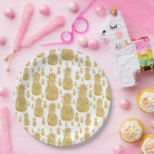 金ゴールド箔効果パイナップル ペーパープレート (パーティー)