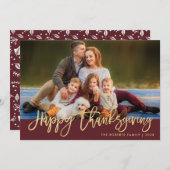 金ゴールド箔感謝祭の写真 シーズンカード (正面/裏面)