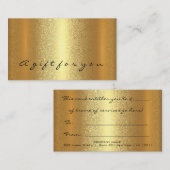 金ゴールド簡易ギフト証明書メイクアップ美しいVIPルクス 予約カード (正面/裏面)