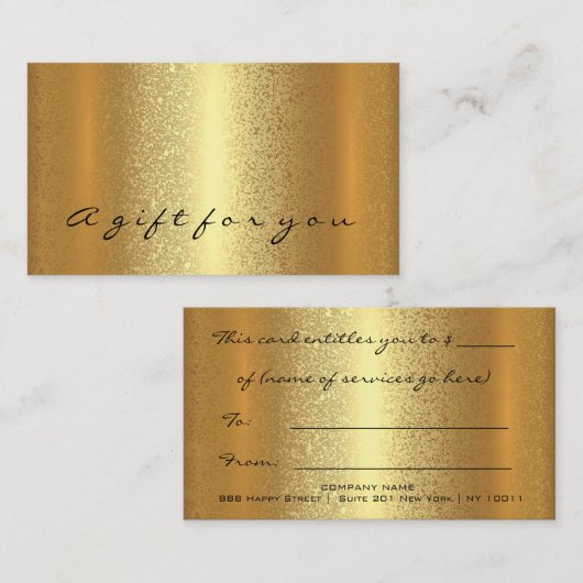 金ゴールド簡易ギフト証明書メイクアップ美しいVIPルクス 予約カード (正面/裏面)