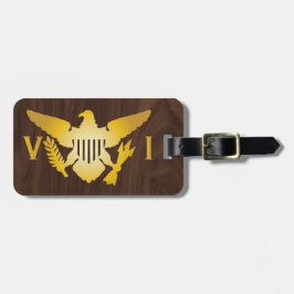 金ゴールド米国ヴァージン諸島国旗フェイク、ダークウッド ラゲッジタグ