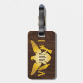 金ゴールド米国ヴァージン諸島国旗フェイク、ダークウッド ラゲッジタグ (裏面縦)
