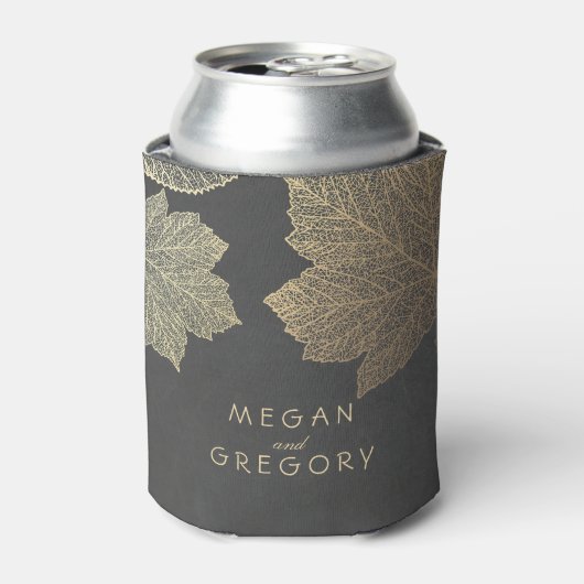 金ゴールド紅葉シャルボ素朴結婚ード 缶クーラー (缶正面)