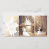 金ゴールド紅葉ス結婚ホワイトの写真ありがとう サンキューカード (正面)