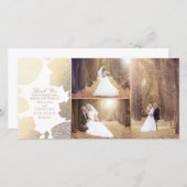 金ゴールド紅葉ス結婚ホワイトの写真ありがとう サンキューカード (正面/裏面)