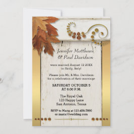 金ゴールド紅葉ポストウェディングパーティー招待状 招待状