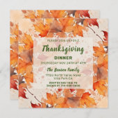 金ゴールド紅葉感謝祭ディナー招待状 招待状 (正面/裏面)