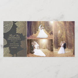 金ゴールド紅葉結婚の写真ありがとう サンキューカード