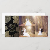 金ゴールド紅葉結婚の写真ありがとう サンキューカード (正面/裏面)