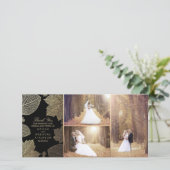 金ゴールド紅葉結婚の写真ありがとう サンキューカード (スタンド正面)